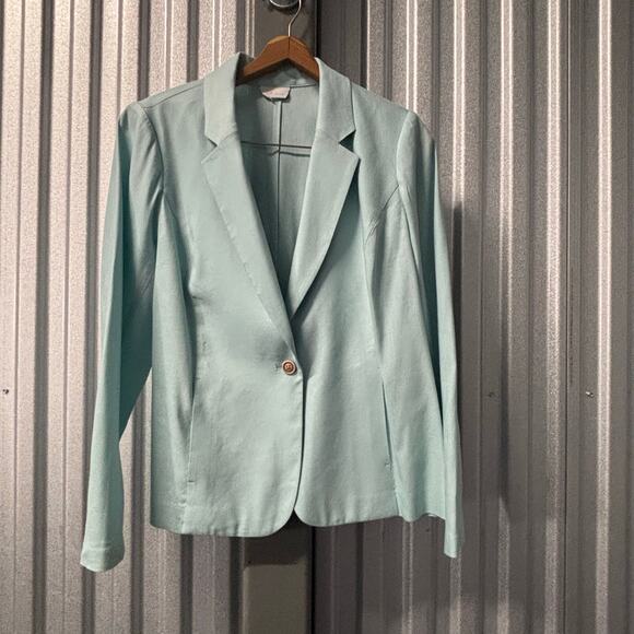 J. Jill Love Linen Aqua Blazer Size M - Picture 8 of 9